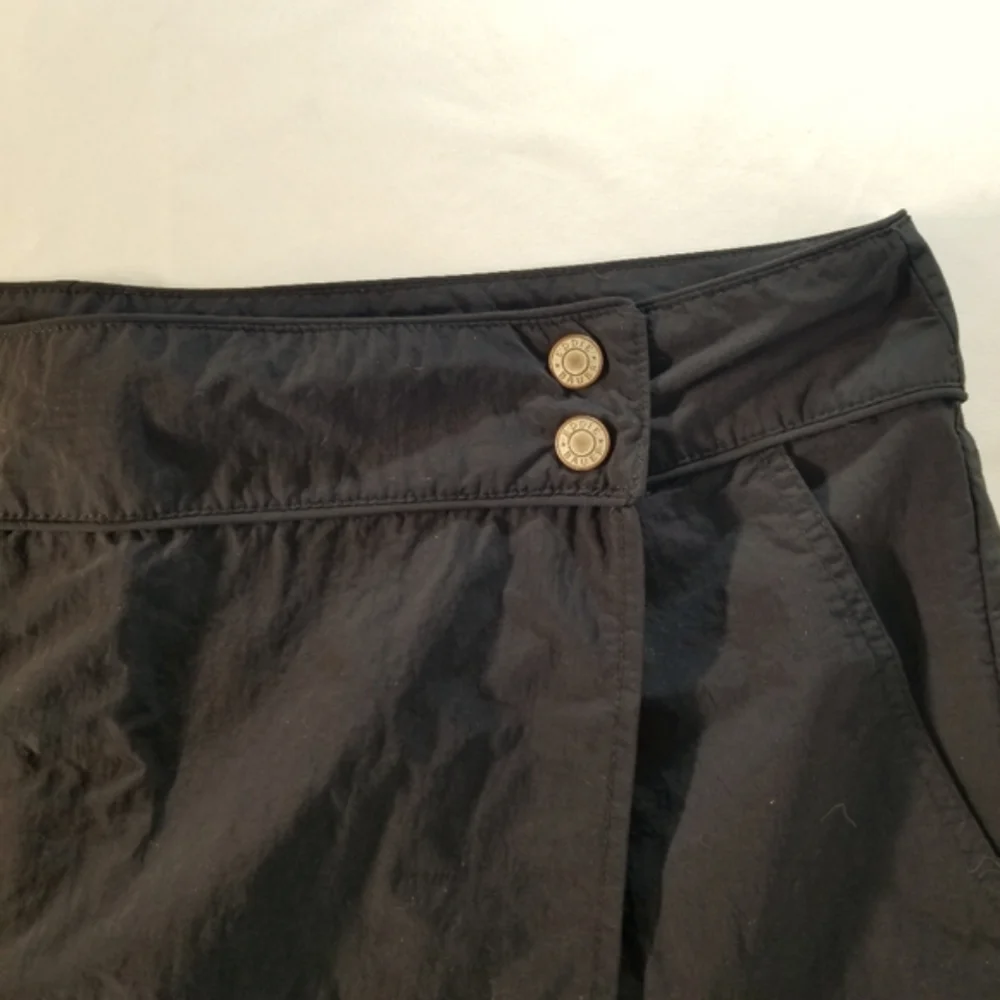 Eddie Bauer Women Sz 18 Solid Black Nylon Wrap Athletic Hiking Golf Skirt Skort
